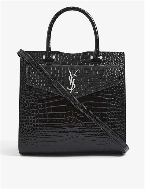 ysl crocodile bag tote|SAINT LAURENT Patent Crocodile Embossed Tribute Tote.